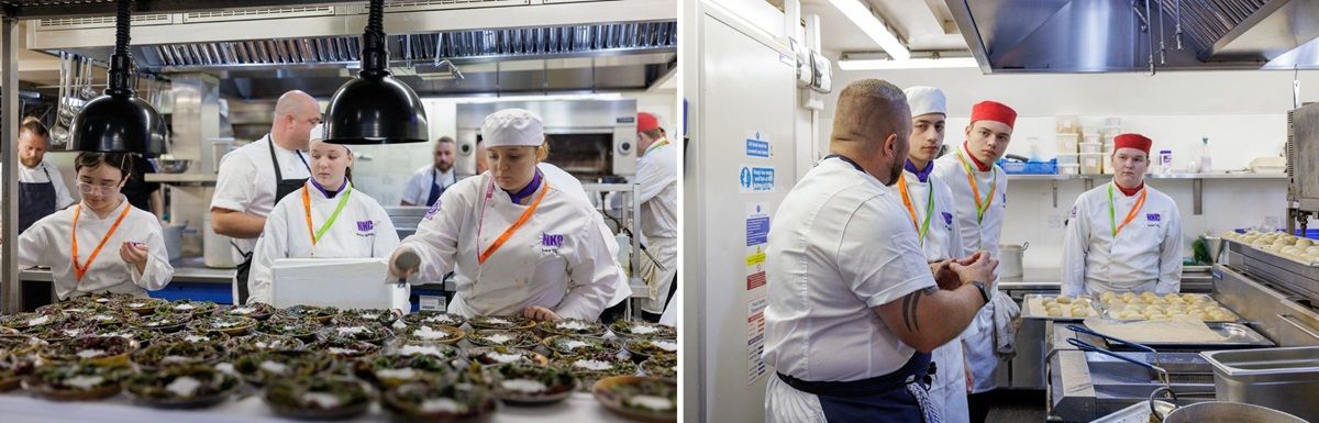 Students working in kitchen